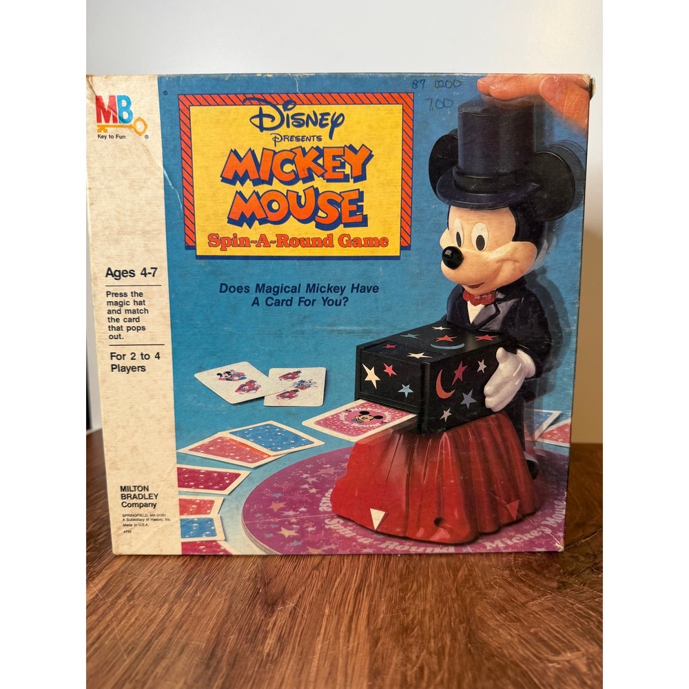 Vintage 1986 Disney Mickey Mouse Spin A Round Game Milton Bradley Complete